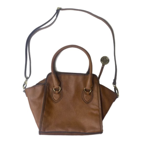 London Fog Brown Leather Hand or Shoulder Bag w/Adjustable & Removable Strap - Picture 2 of 15